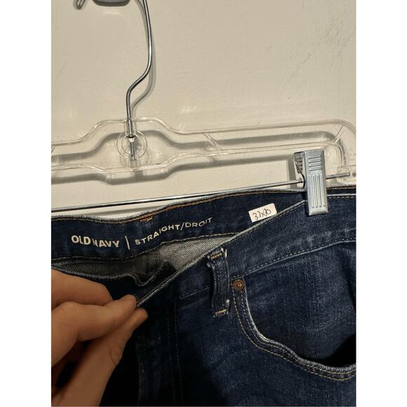 Old Navy Men's Size 33x30 Straight Leg Dark Wash Blue Jeans - Picture 4 of 8